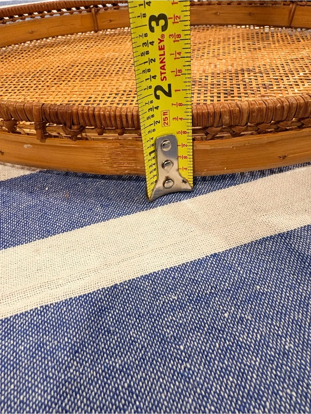 Vintage Bamboo Rattan Oval Nesting Trays Set of 2 Boho Coastal